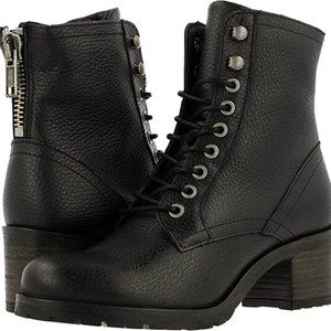 Bullboxer Ravan Black Leather Heeled Booties, EU 37 US Women's 6.5–7